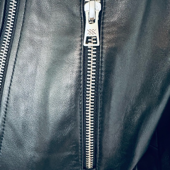 Soia & Kyo Black Genuine Lamb Skin Leather Biker Jacket with Metallic Accents - Picture 7 of 16